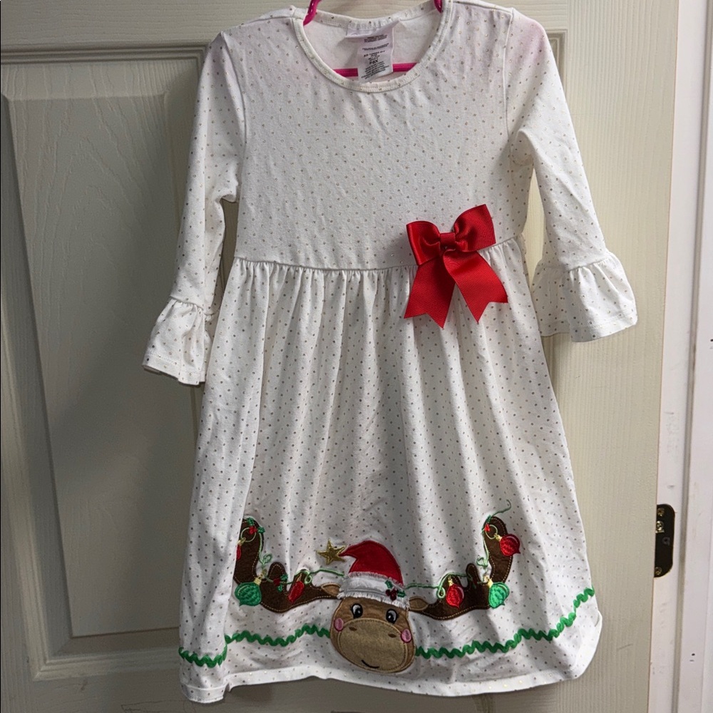 Bonnie Jean White Dress with Gold Accents